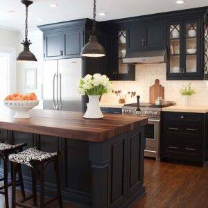 Black stained cabinets
