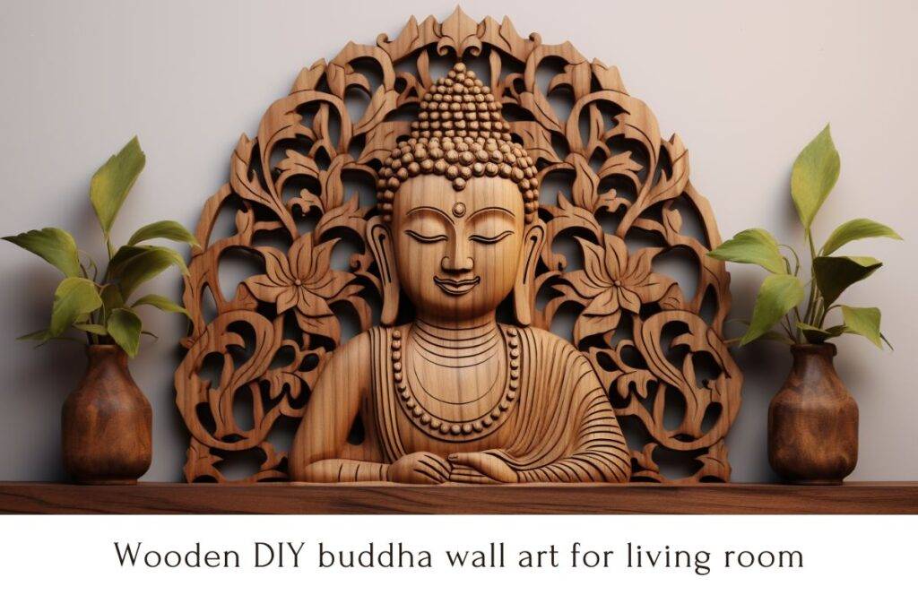Wooden DIY buddha wall art for living room
